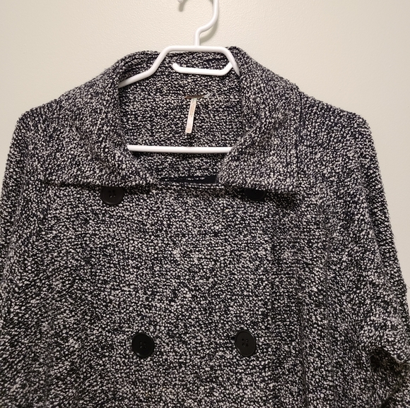 FREE PEOPLE Cotton Wool Blend Slouchy Moto Black and White Jacket size XS - Picture 4 of 7